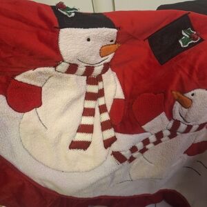 Red Velvet Xmas Snowman Tree Skirt. Med Size 43"